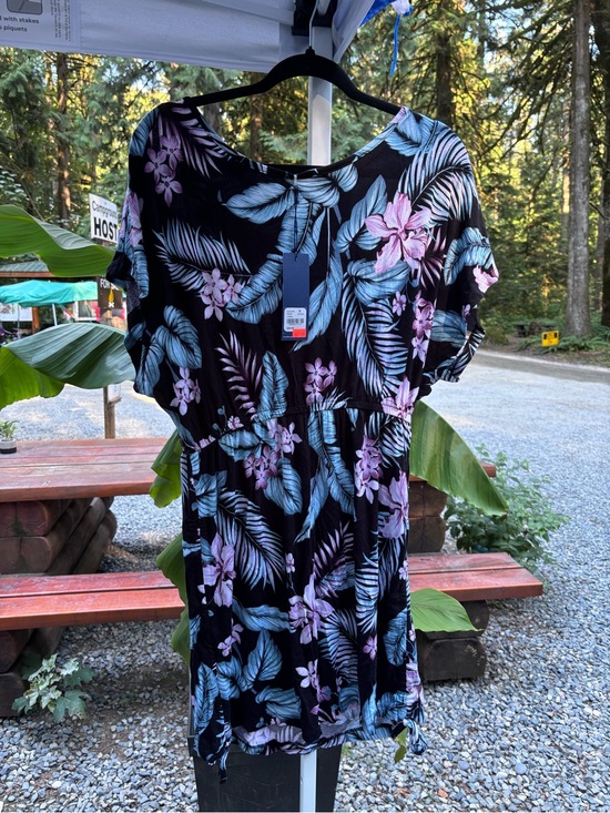Eau de sea Dresses & Skirts - Eau De Sea Tropical Print Dress in Sky Blue and Black